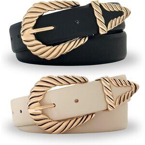 Western Cowgirl Belts Women PU Leather Cowboy Belt Buckle Set Plus Size